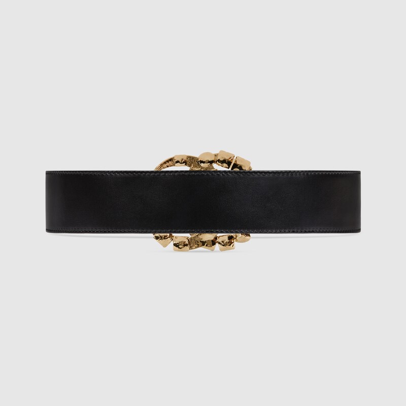 gucci leather belt with crystal double g buckle