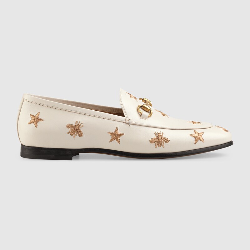 gucci jordaan embroidered loafers