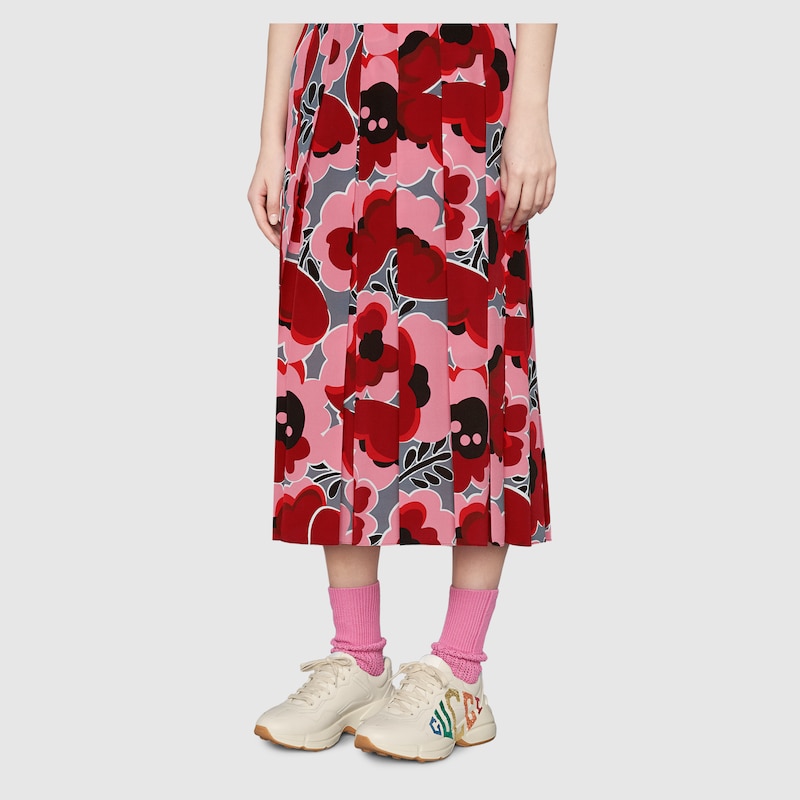 Zapatilla Rhyton con Gucci de Purpurina para mujer en Piel blanca | GUCCI®  ES