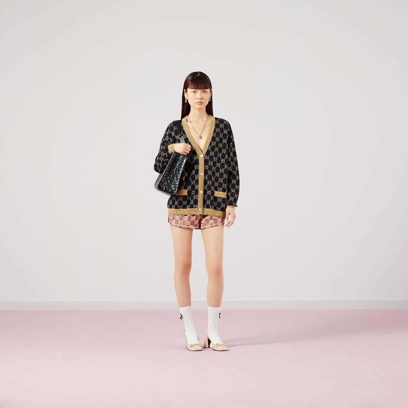 gucci black and gold cardigan