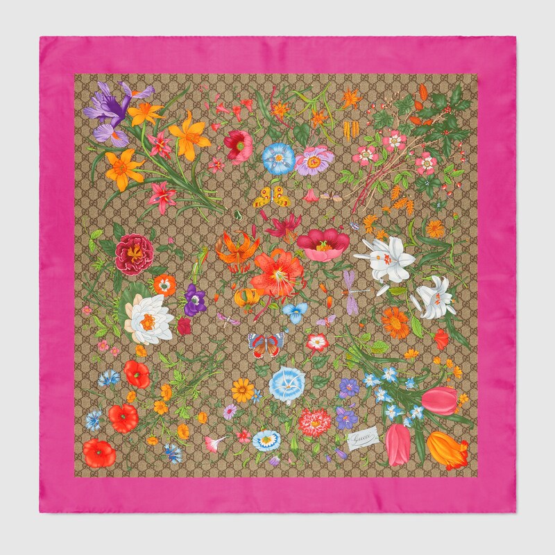 gucci printed silk scarf
