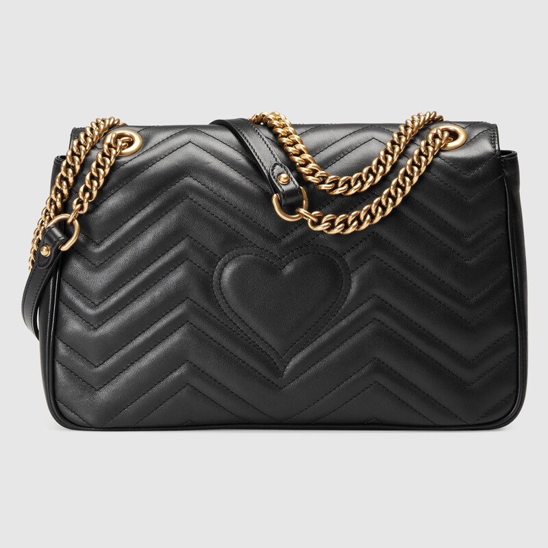 Bolso de Hombro GG Marmont Mediano de Matelassé en piel matelassé negro |  GUCCI® ES