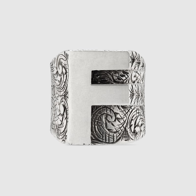 925 Sterling Silver F Letter Ring Gucci Se