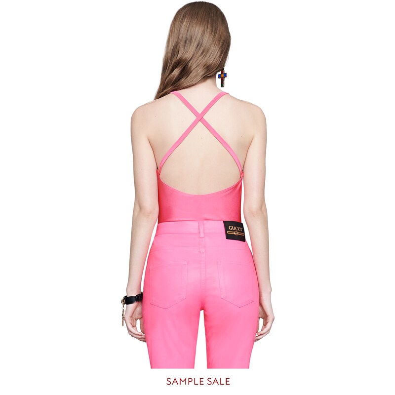 Sparkling swimsuit with Gucci print in Pink sparkling lycra Gucci