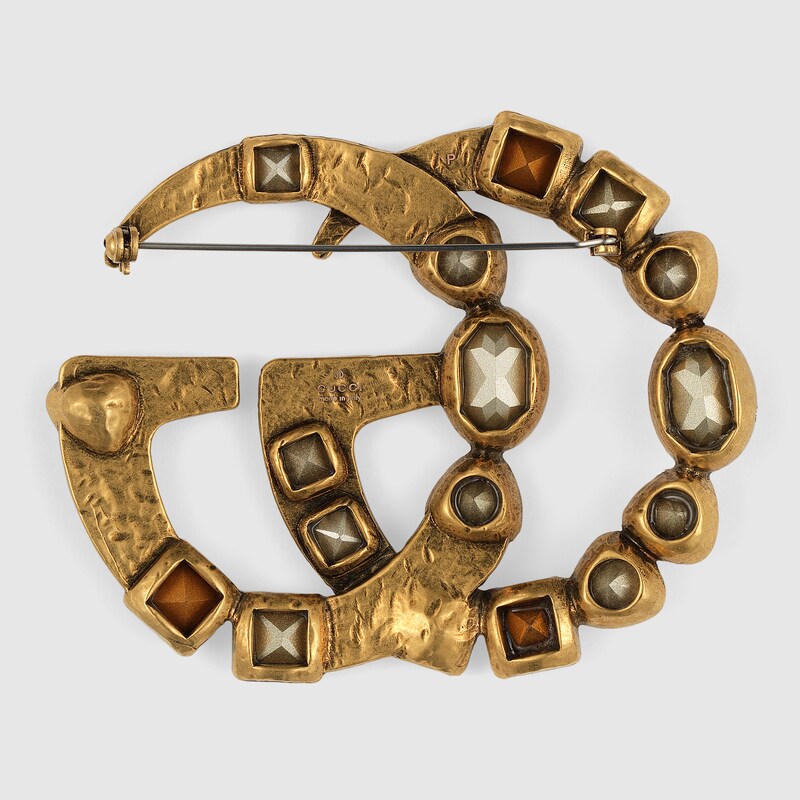 Crystal Double G Brooch Gucci View 1 N