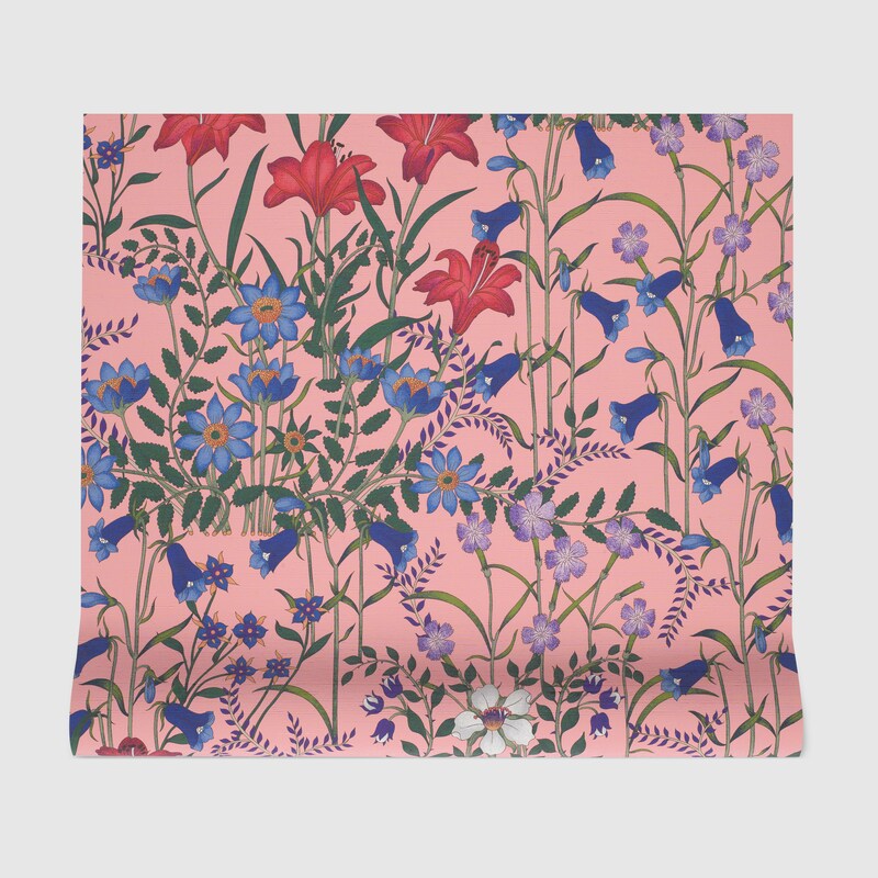 Light Pink New Flora Print Wallpaper Gucci Us