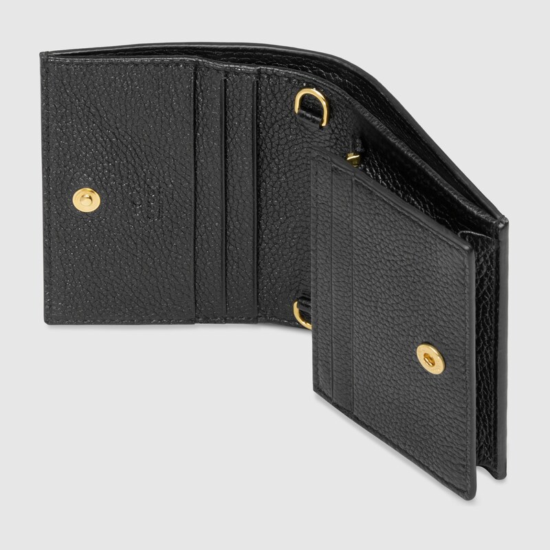 Black Grainy Leather Gucci Zumi Card Case Wallet GUCCI® AE