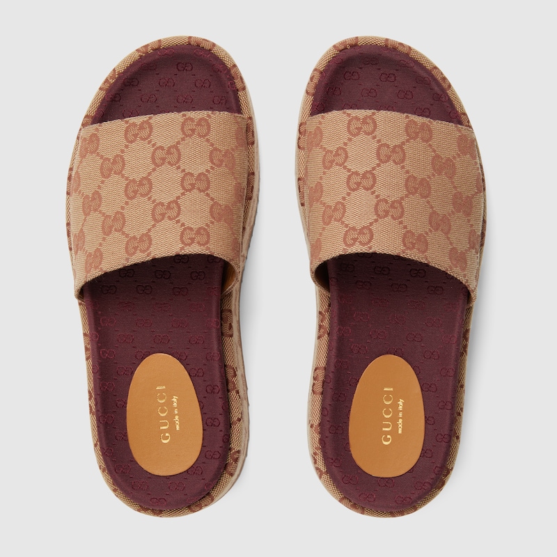 Beige / Brick Red GG Canvas Women's 