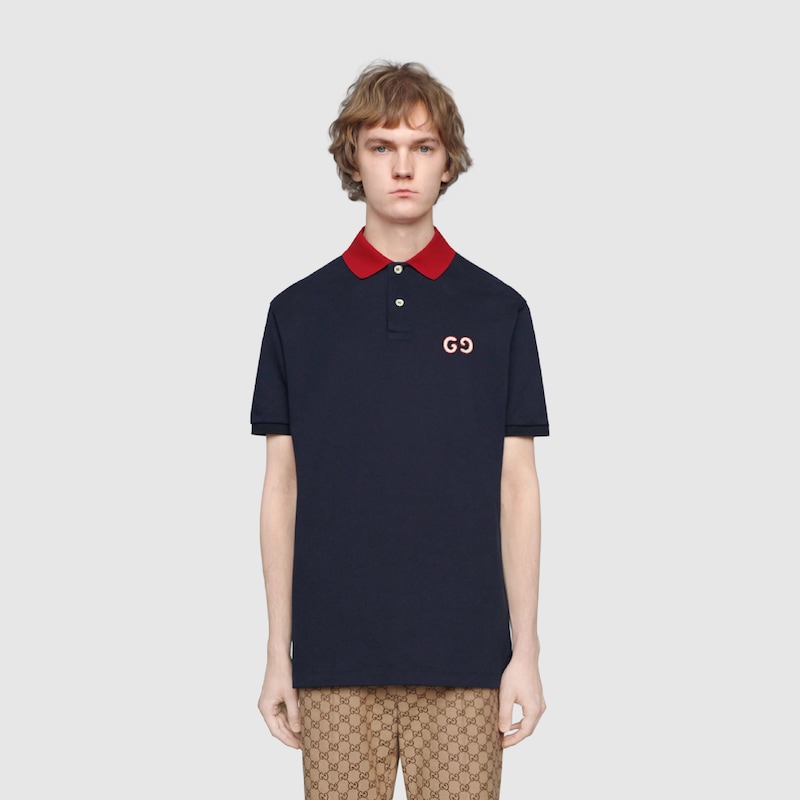 gucci embroidered polo shirt
