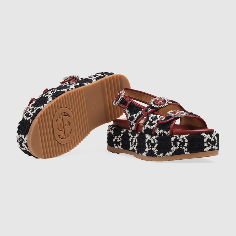 gucci black and white sandals