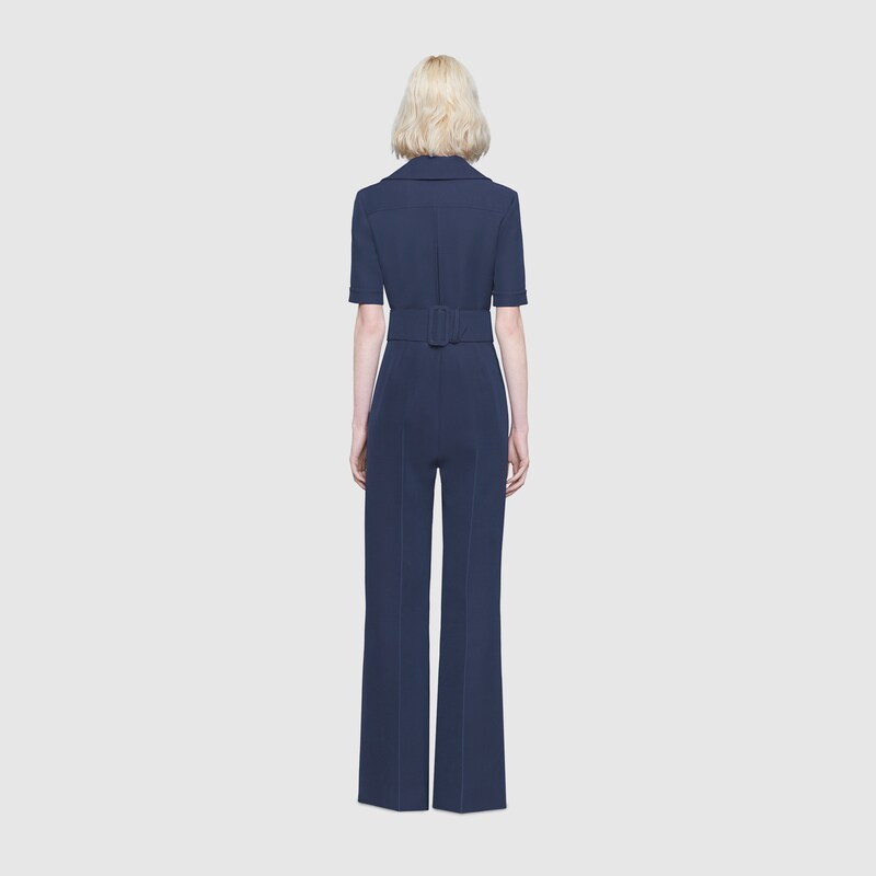 gucci wool silk belted jumpsuit