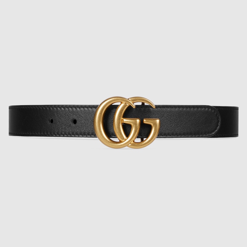 Gucci Leather Double G Belt In Black