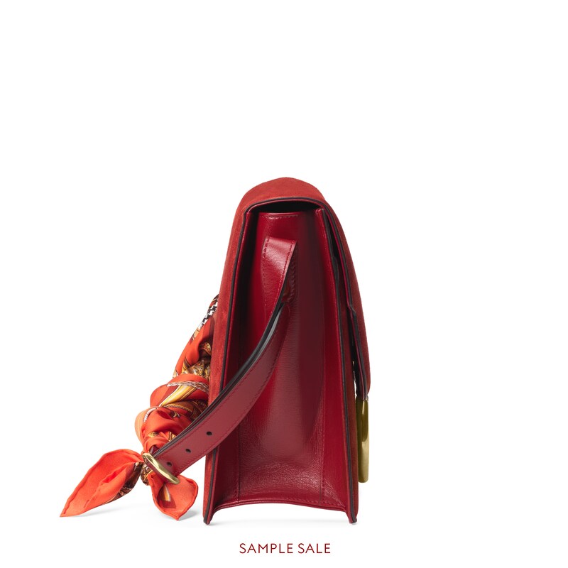 Red Suede Medium Shoulder Bag With Scarf Gucci Us Red Suede Medium Shoulder Bag With Scarf Gucci Us