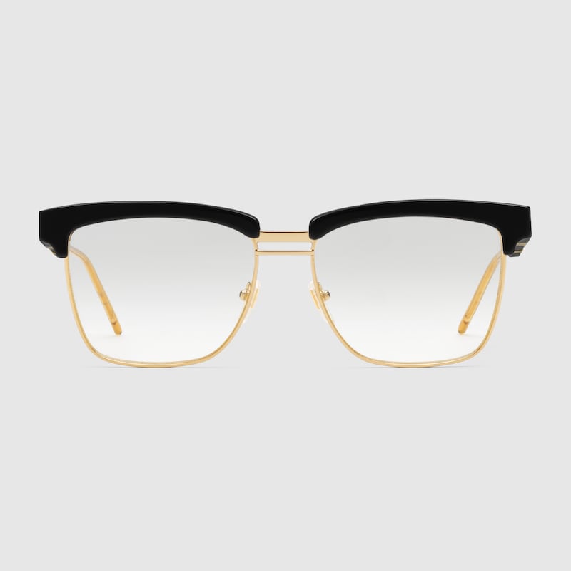 gucci square metal and acetate glasses