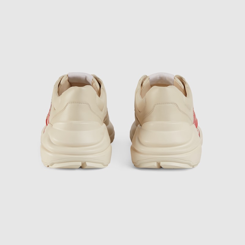 Zapatilla Rhyton con manzana GG para mujer en piel marfil | GUCCI® ES