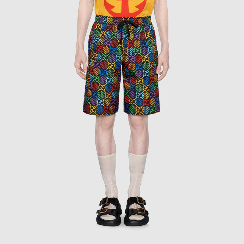 gucci print swim trunks