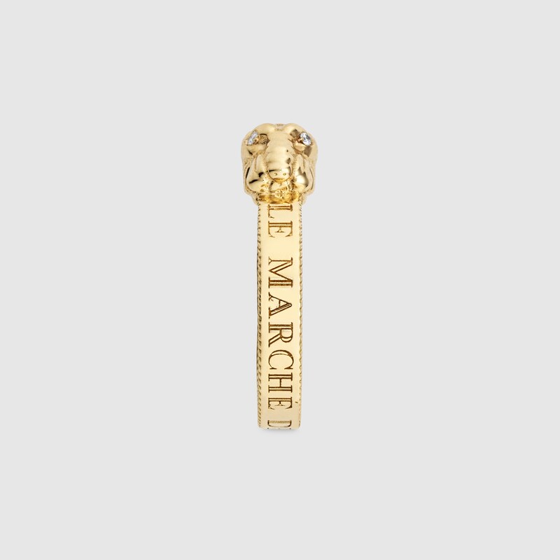 Anello con testa di tigre in oro giallo 18 carati | GUCCI® Italia