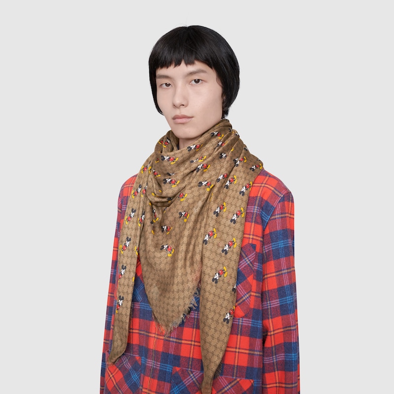 gucci mickey mouse silk scarf