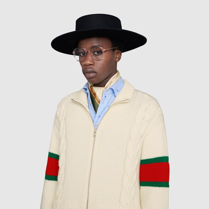 gucci cable knit bomber jacket