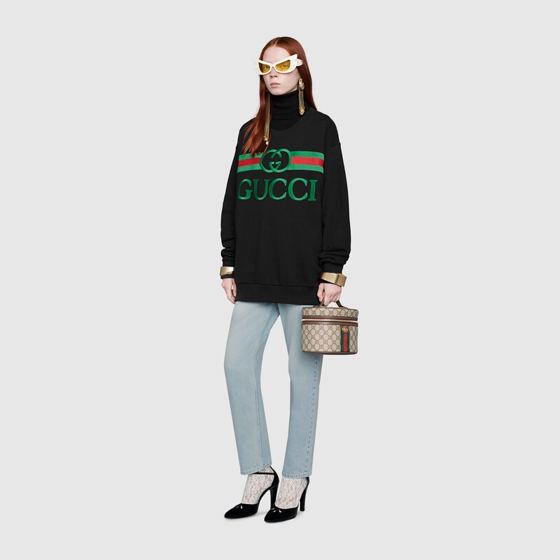 Свитшот свободного кроя с логотипом Gucci inхлопок черного цвета | GUCCI®  International