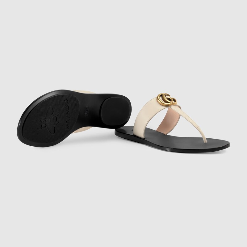 gucci leather thong sandals with double g