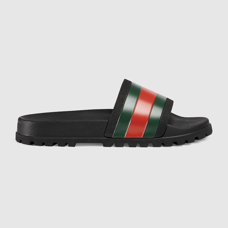 gucci rubber slides black