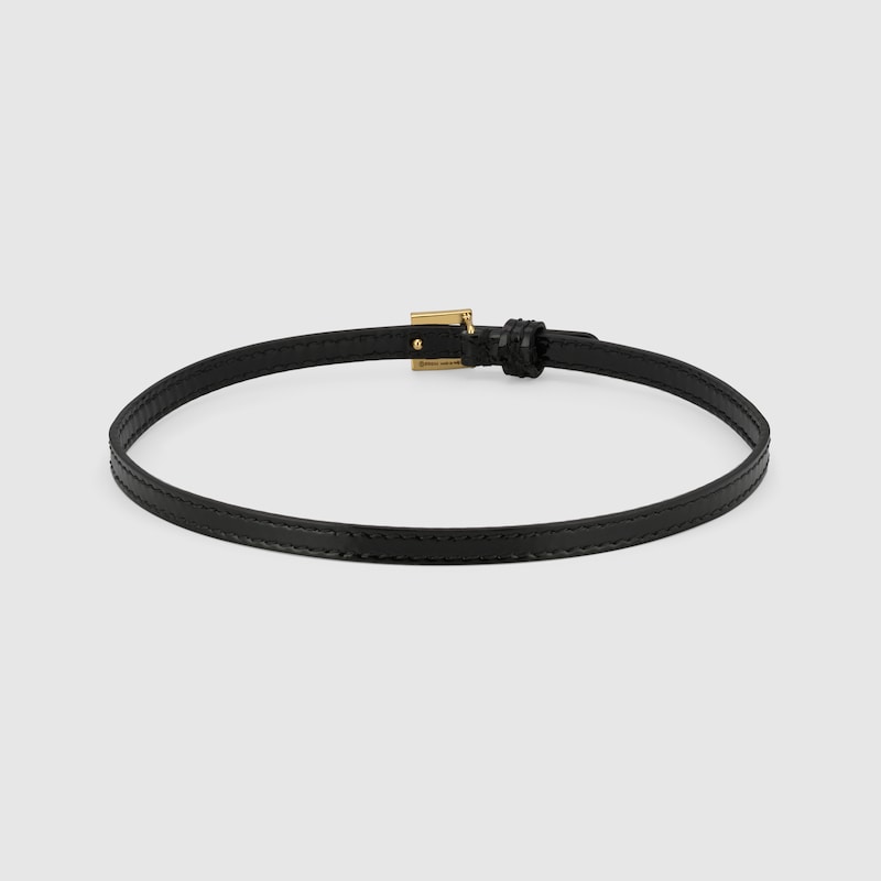 Leather choker with Square G in black 