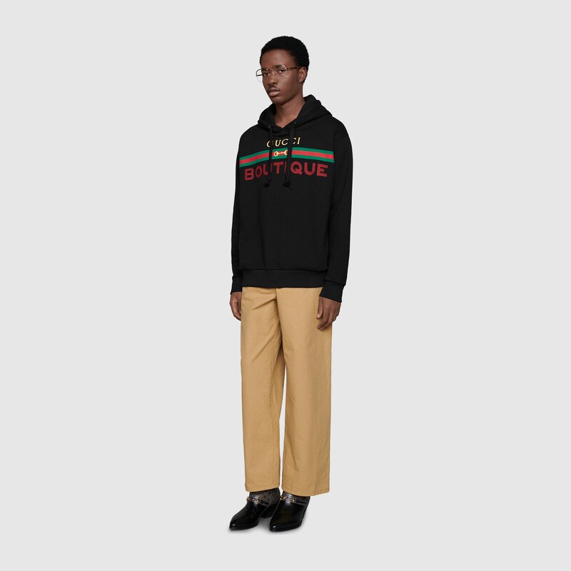 Sudadera con Gucci Boutique en algodón negro | GUCCI® ES
