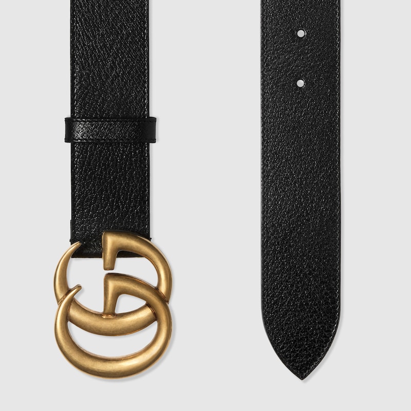 Cintura con fibbia Doppia G in pelle nero | GUCCI® Italia
