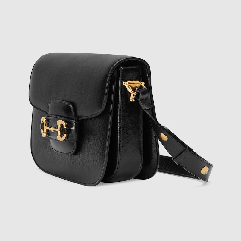 Black Leather Gucci 1955 Horsebit Shoulder Bag | GUCCI® US