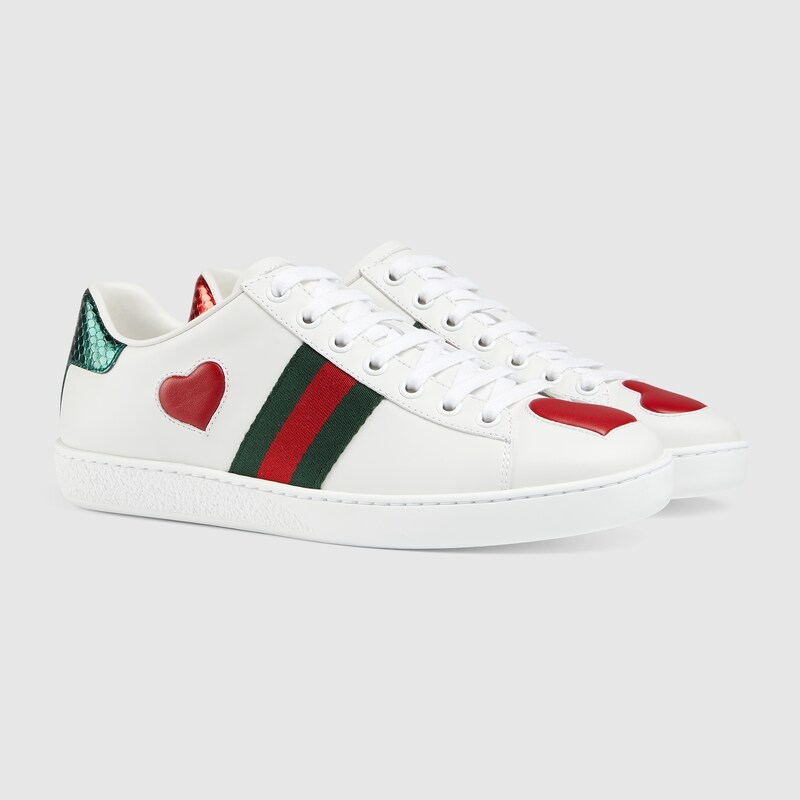 Sneaker Ace donna ricamata in pelle bianca | GUCCI® Italia