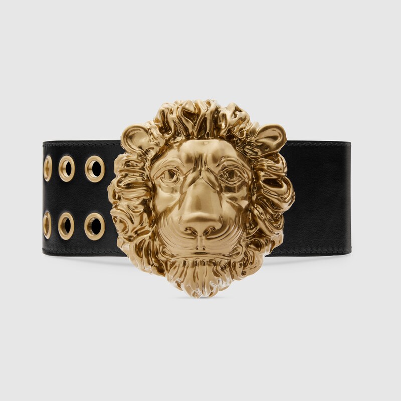 gucci lion head belt