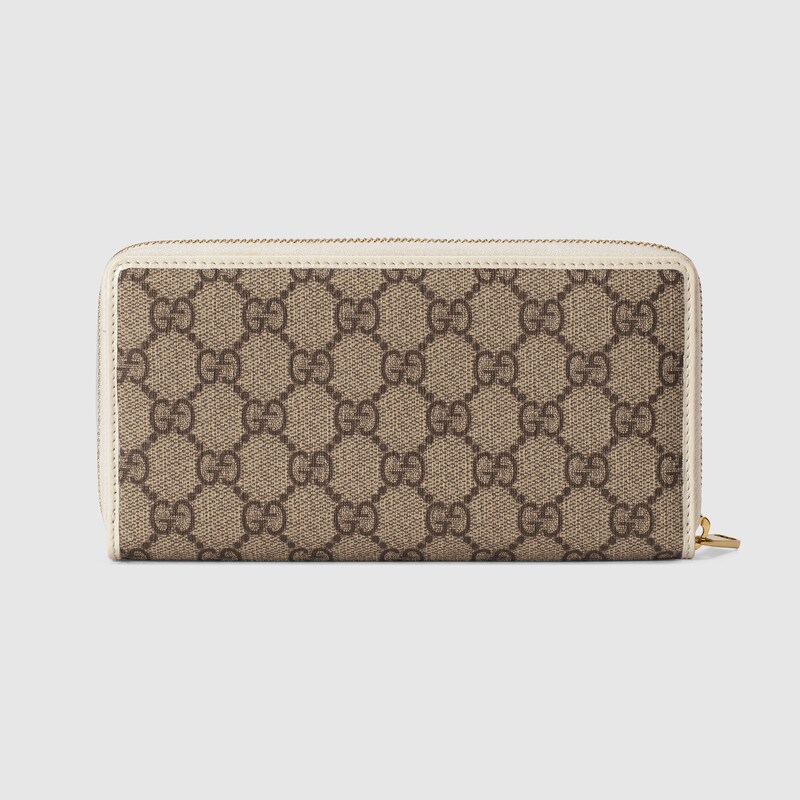 Portafoglio Gucci Horsebit 1955 con cerniera in GG Supreme e pelle bianca |  GUCCI® Italia