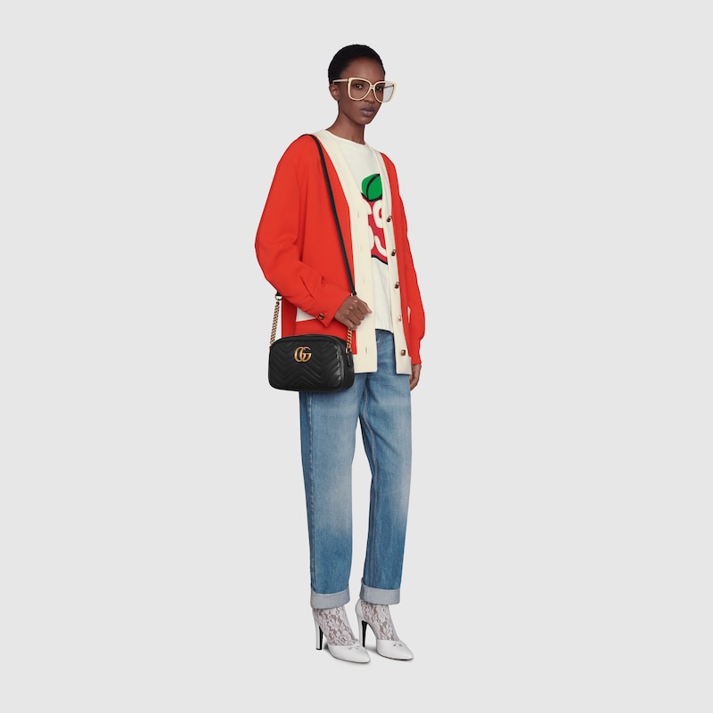 Black Leather GG Marmont Small Matelassé Shoulder Bag | GUCCI® US