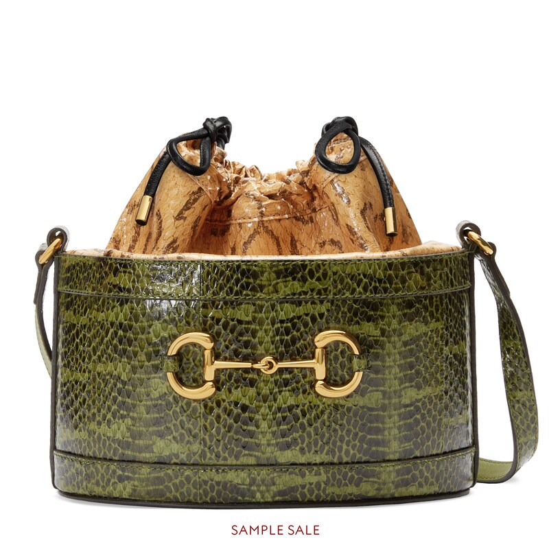 snakeskin bucket bag