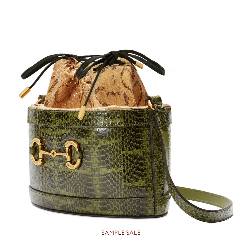 snakeskin bucket bag