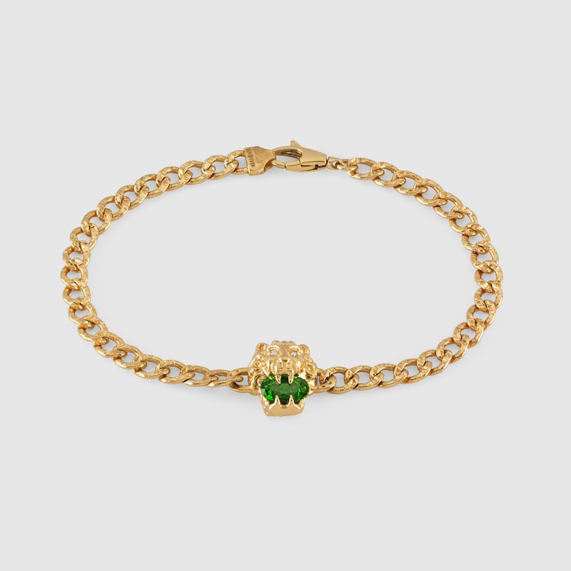 クロムダイオプサイト付き ライオンヘッド 18K ブレスレット