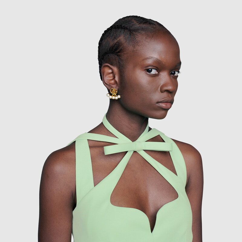 Orecchini Doppia G con perle in metallo color oro | GUCCI® Italia