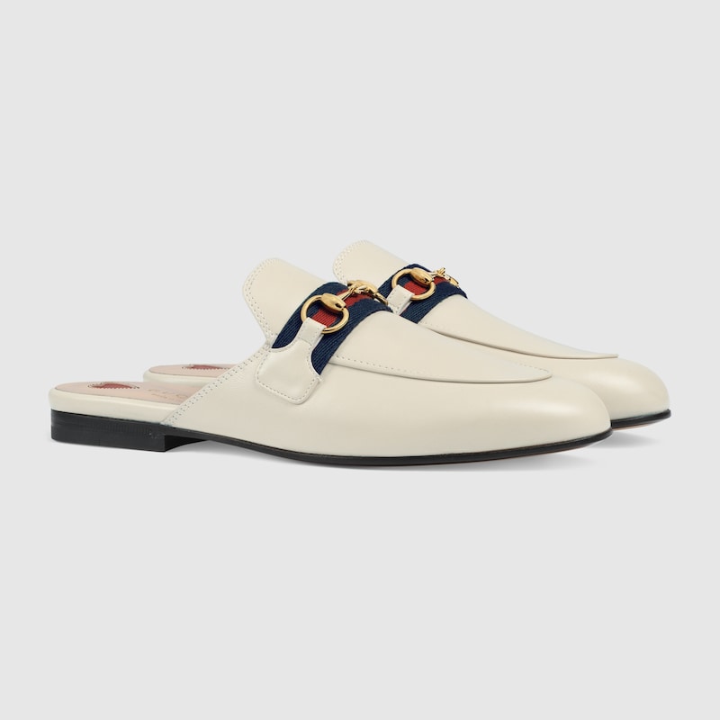 Slipper Princetown de piel para mujer en piel blanca | GUCCI® ES