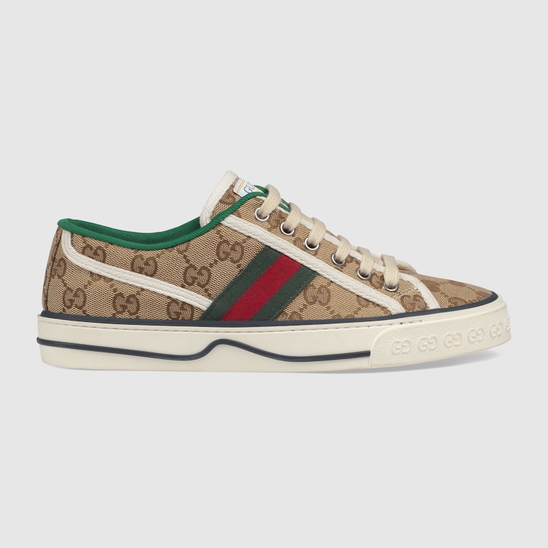 GG Gucci Tennis 1977 Damensneaker in beige-/ebenholzfarbener Original GG  Canvas | GUCCI® DE