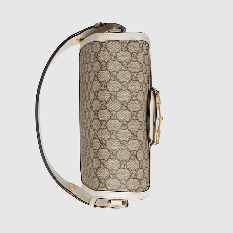 Gucci Horsebit 1955系列小号肩背包ingg Supreme帆布 白色皮革 Gucci Fr