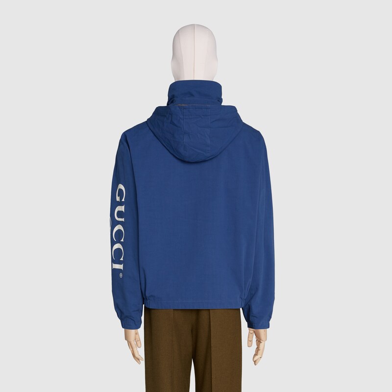 GUCCI ロゴ プリント リバーシブル ジャケットブルー/ブラウン 20AW 新作 グッチ リバティロンドン ブレイザー ジャケット