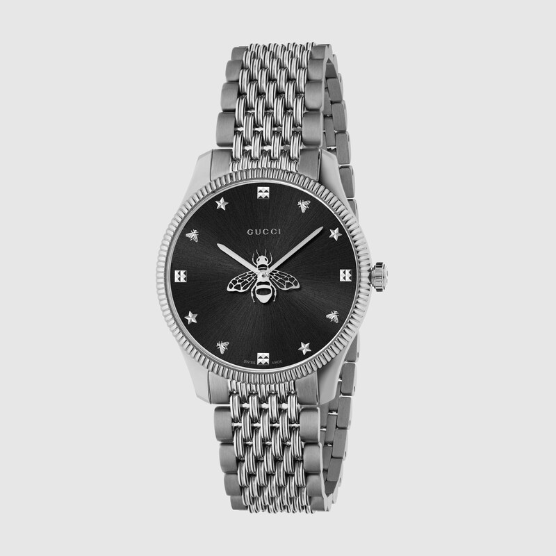 G-Timeless Watch, 36mm In Steel, Black 