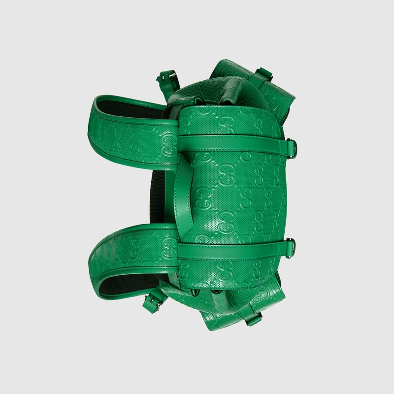 Kw غوتشي Gg Embossed Backpack In Green Leather