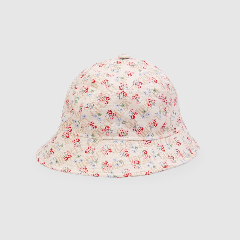 White Gucci Liberty Floral Canvas Bucket Hat Gucci Ro