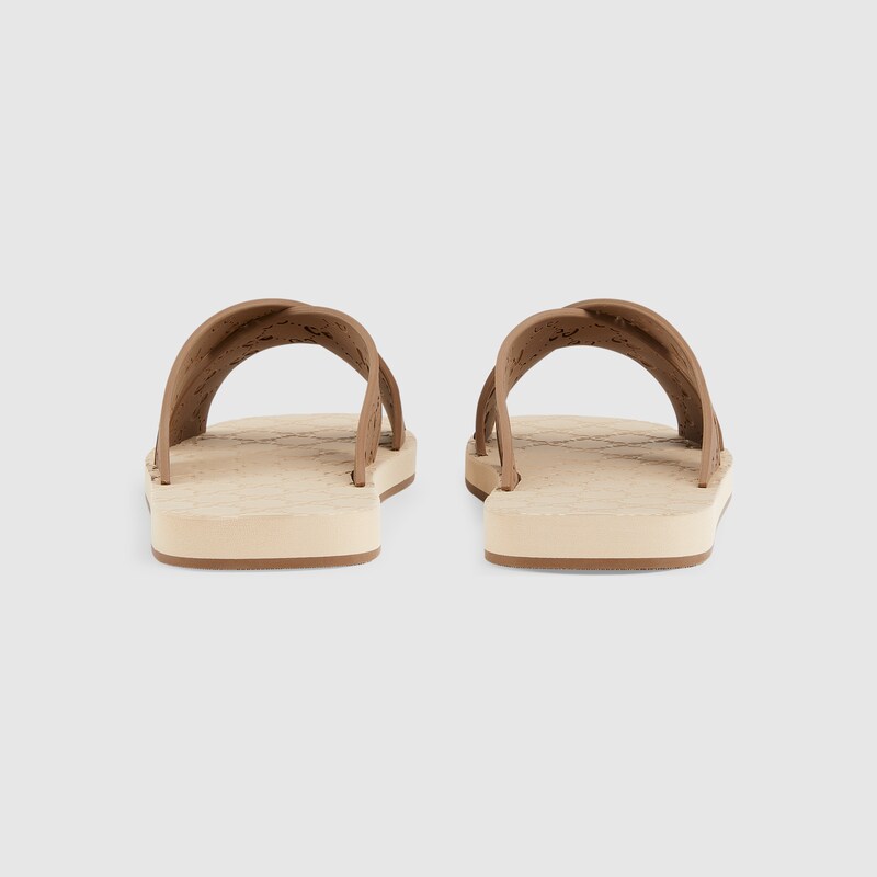 Men's GG slide sandal in brown rubber 