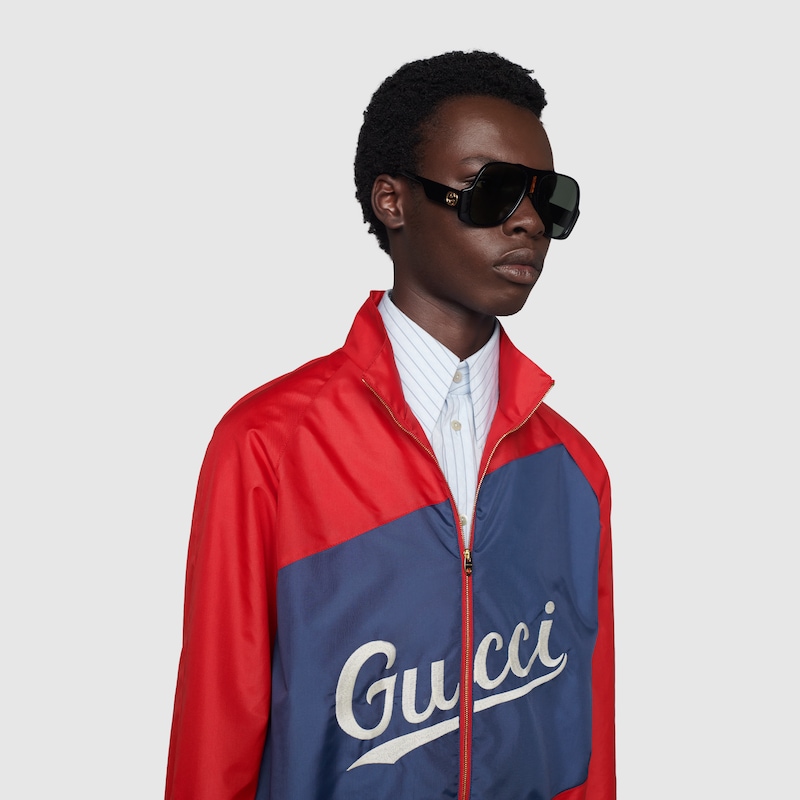 gucci stripe jacket blue red white