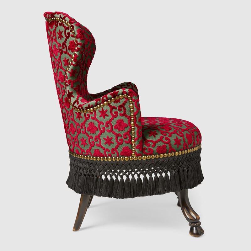 Poltrona con motivo GG jacquard in rosso | GUCCI® Italia