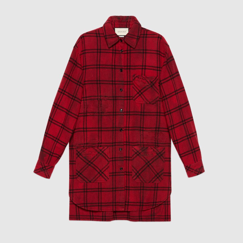 Camicia Oversize In Lana A Quadri Gucci It