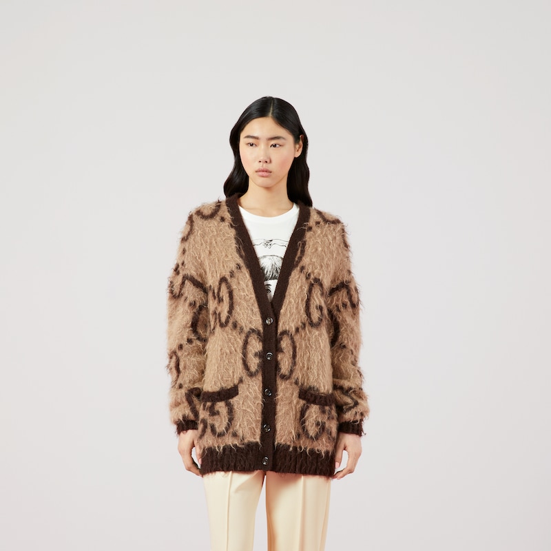 Cardigan reversibile in lana mohair GG 